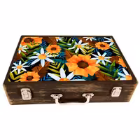 جعبه چوبی مدل چمدان بزرگ طرح بهاری 4      