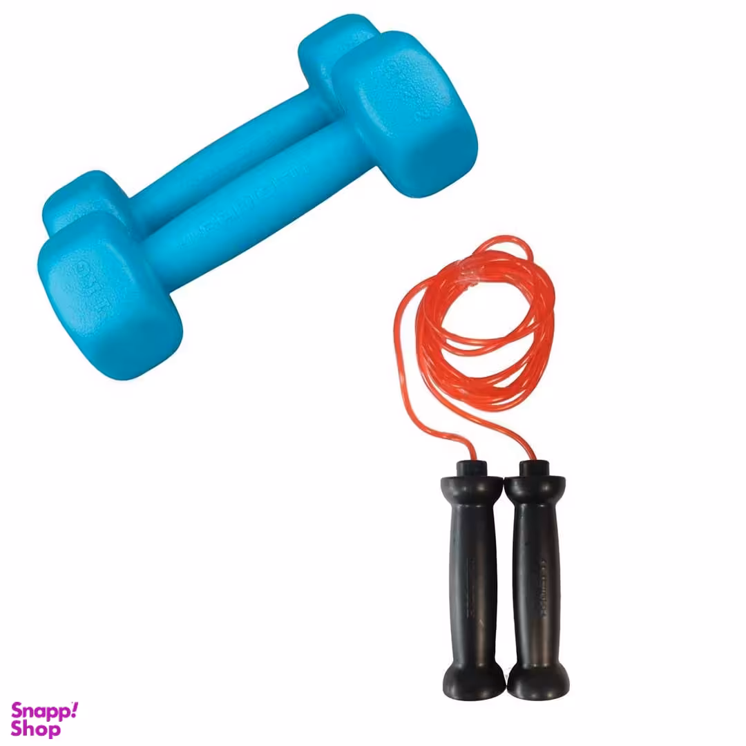 دمبل رادیس فیت مدل RFP1 وزن 1 کیلوگرم بسته 2 عددی به همراه یک عدد طناب ورزشی