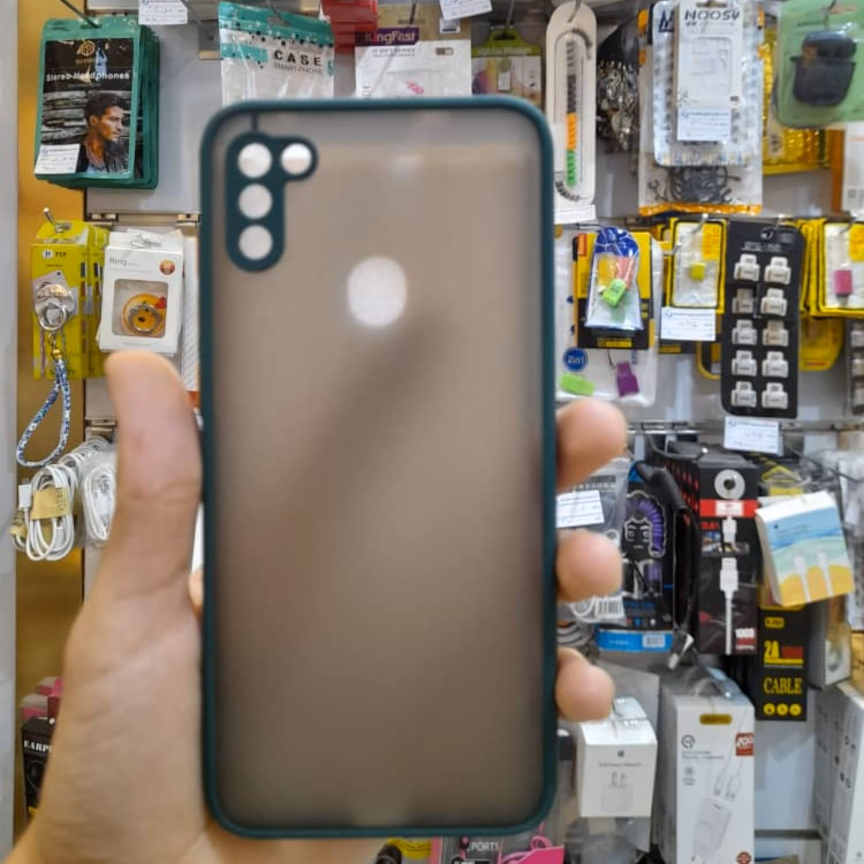 گارد کاور گوشی a11-m11 پشت مات دور رنگی سبز لجنی 