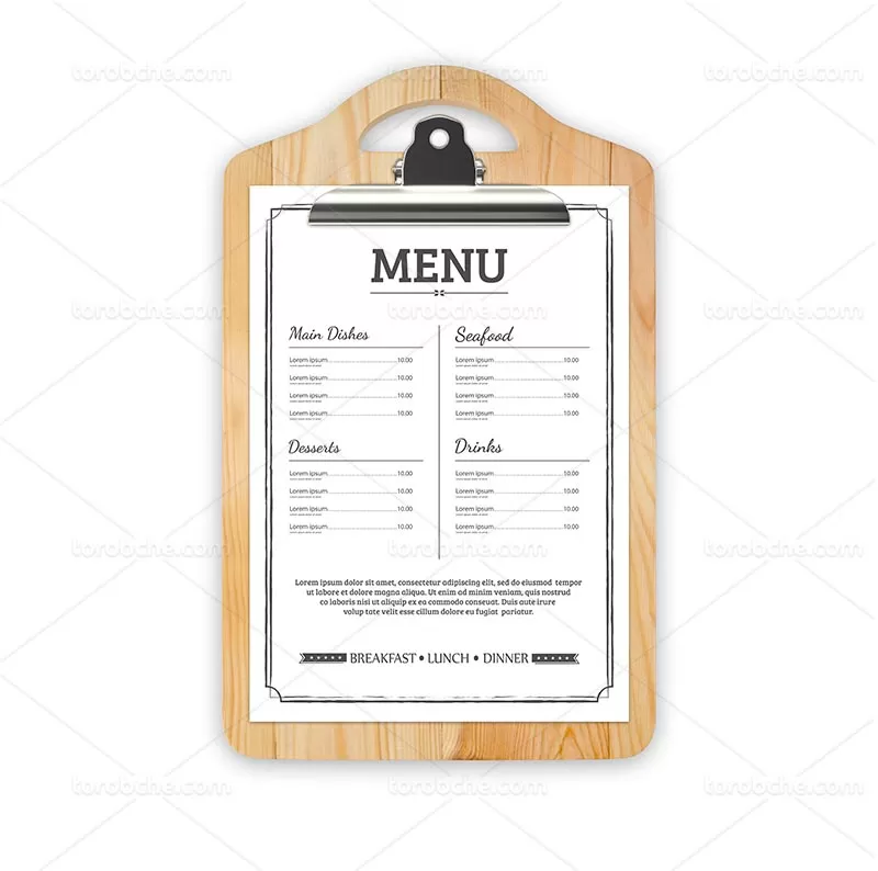 موکاپ منو از زاویه رو به رو | گرافیک با طعم تربچه