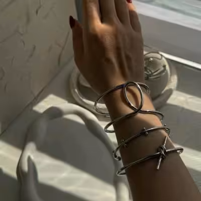 پک 4تایی دستبند بنگل سیلور رنگ ثابت