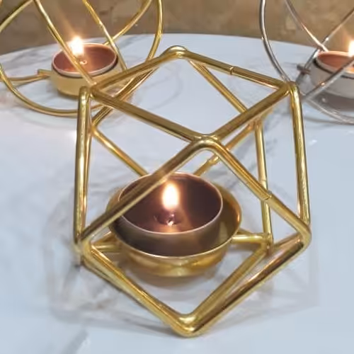 جا شمعی نقلی آبکاری طلایی  