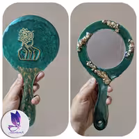 آینه دستی چوبی رزینی کریستال نشکن