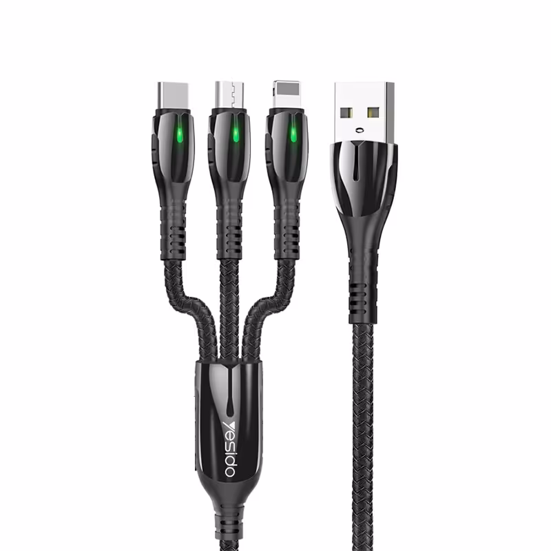 کابل تبدیل USB به لایتنینگ/USB-C/microUSB یسیدو مدل CA44 طول 1.3 متر