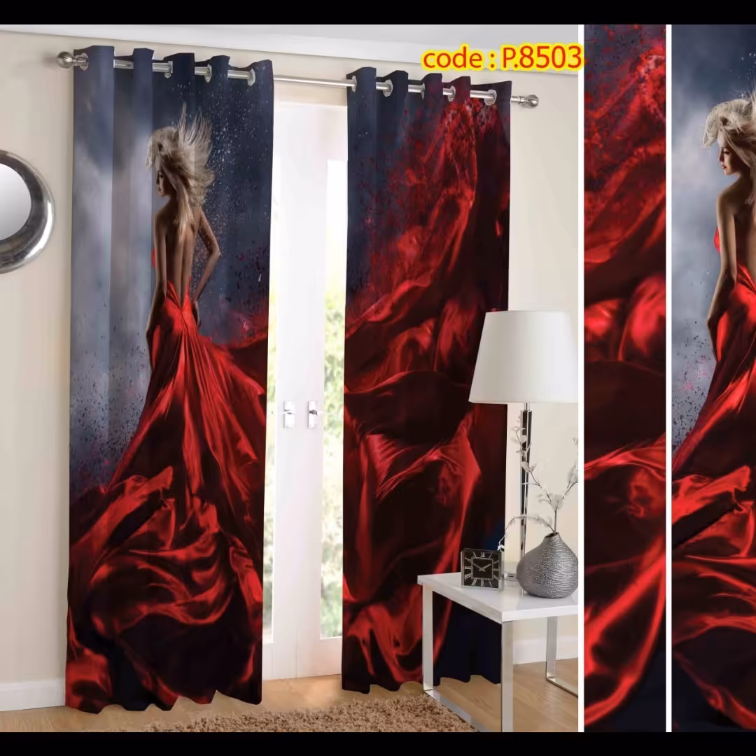 پرده اتاق خواب دخترانه دو قواره طرح رخ کد P8503