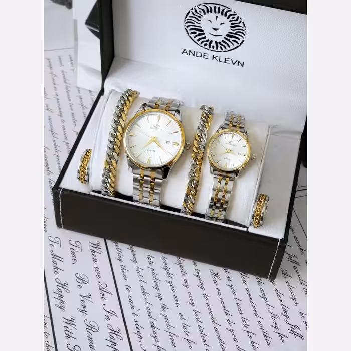 ست ساعت و دستبندو حلقه زنانه ومردانه الگانس در رنگبندی