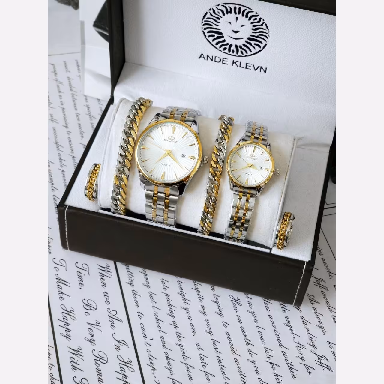 ست ساعت و دستبندو حلقه زنانه ومردانه الگانس در رنگبندی