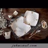 سرویس چینی پردیس طرح ستایش فیروزه ای 30 پارچه کد 466i