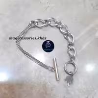 دستبند نقره ای تمام استیل رنگ ثابت 