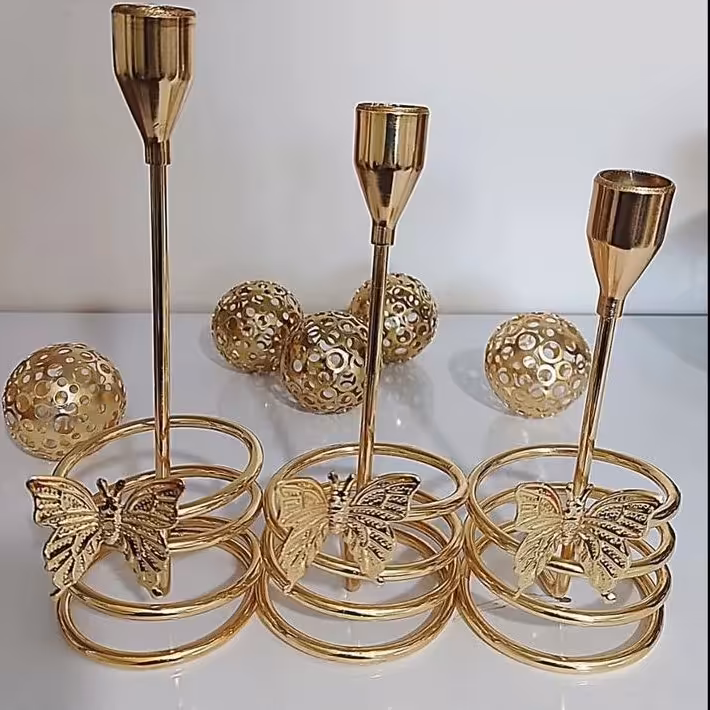 شمعدان سه تایی پروانه (شمعدان دکوراتیو سه تایی) با کیفیت عالی