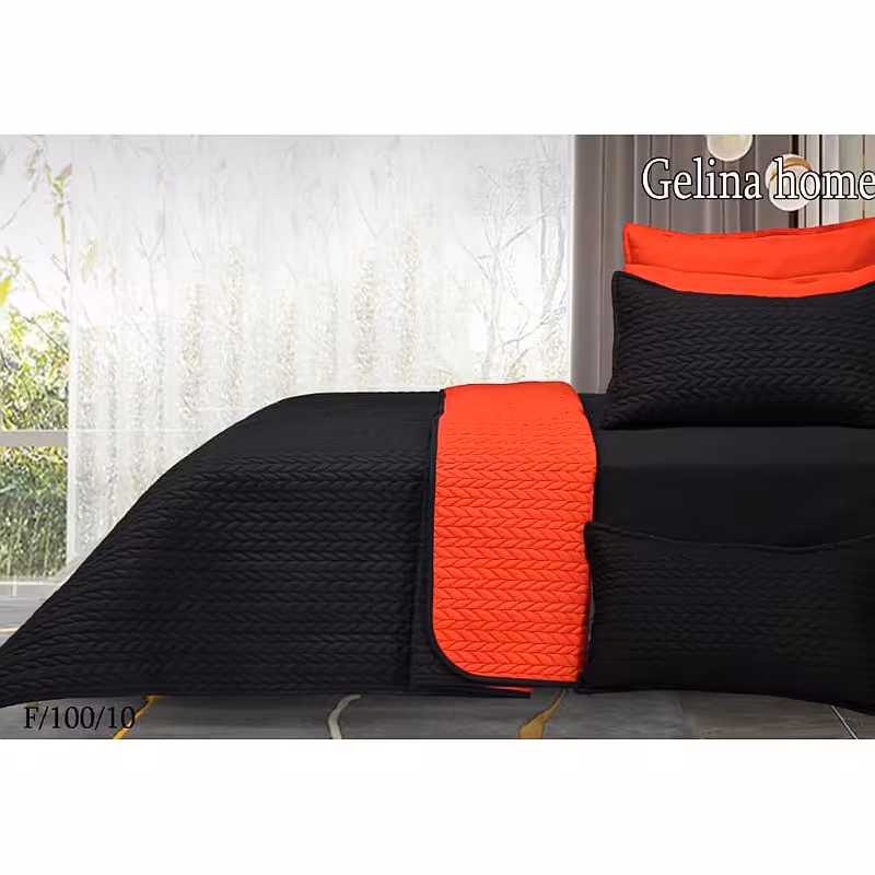 روتختی دونفره بهاره پنبه دوزی 6 تیکه جنس ترک و درجه یک قرمز مشکی