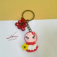 جاکلیدی فانتزی دخترانه عروسک خمیری قرمز گلابتون
