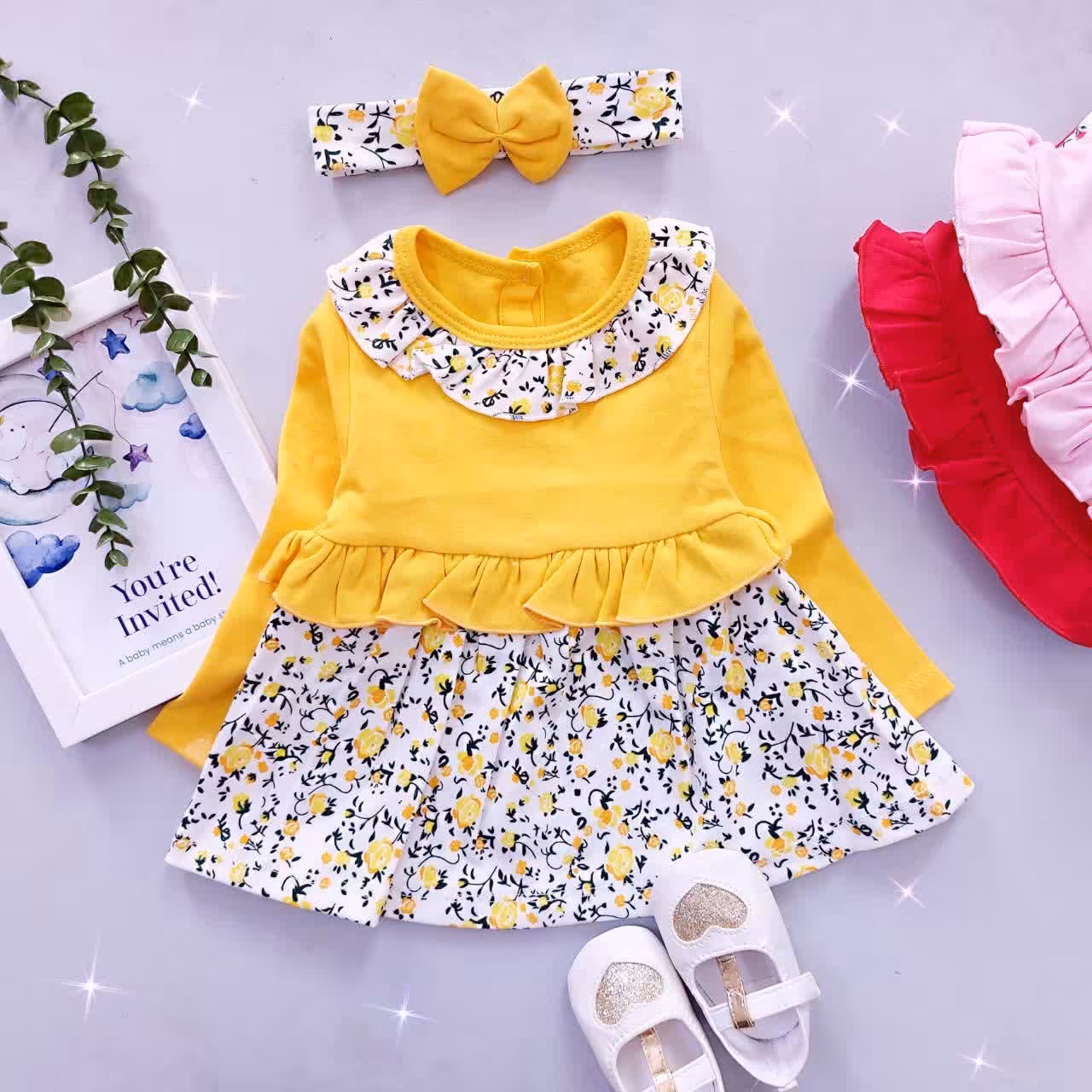 پیراهن و هدبند گل گلی چیندار