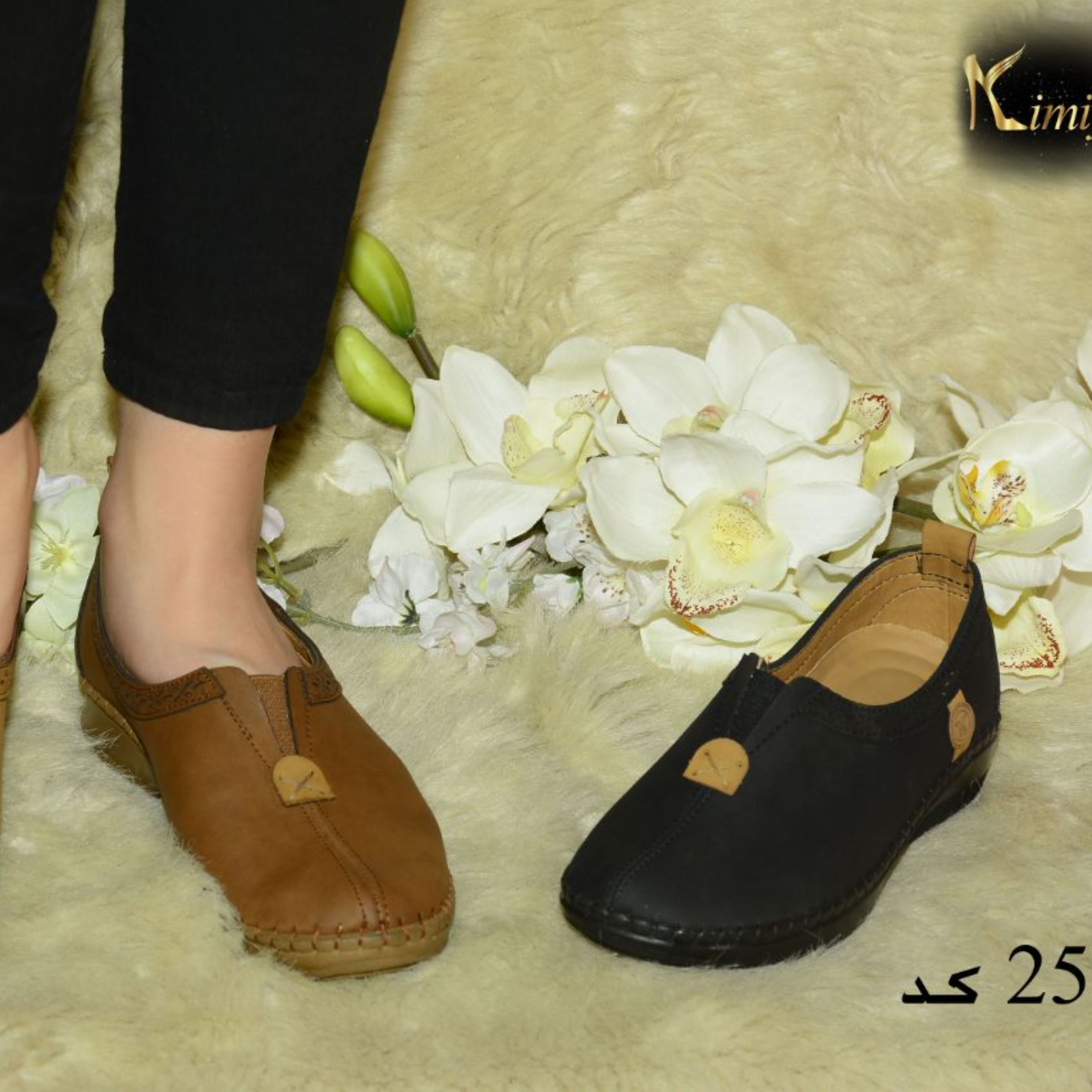 کفش طبی زنانه راحتی دوردوخت رویه کوبا پشت چرم (کد 25)