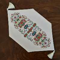 رانرعسلی  مخمل آستر دار طرح  رستا کرم  30x50 منگوله دار