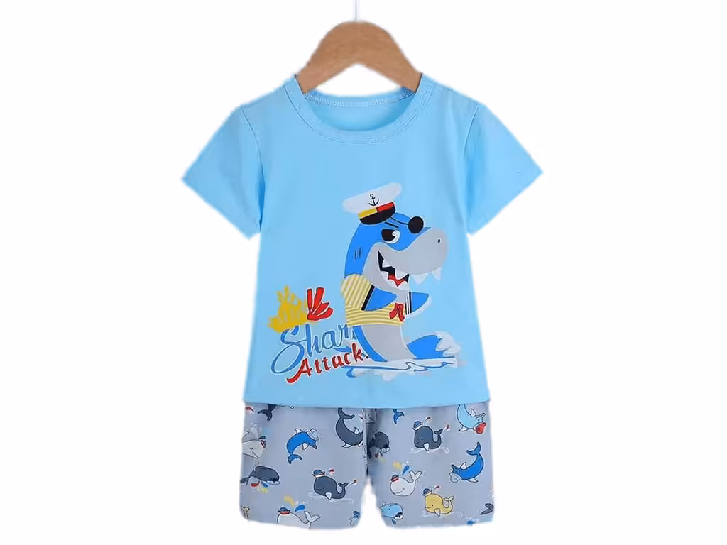 تیشرت و شلوارک راحتی پسرانه طرح کوسه