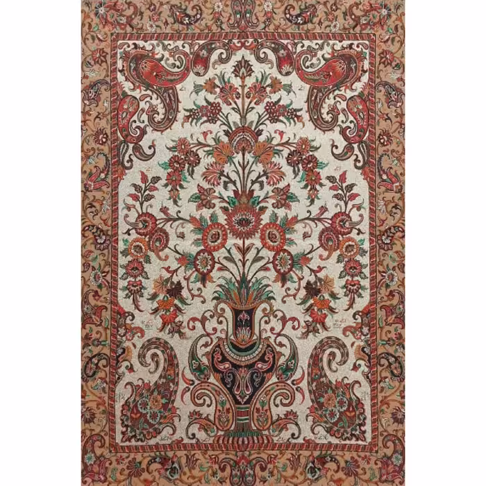 ترمه تابلوئی ابریشم کد TRTAB18 نقره ای نفیس لایی چسب دار بدون آستر مخصوص قاب