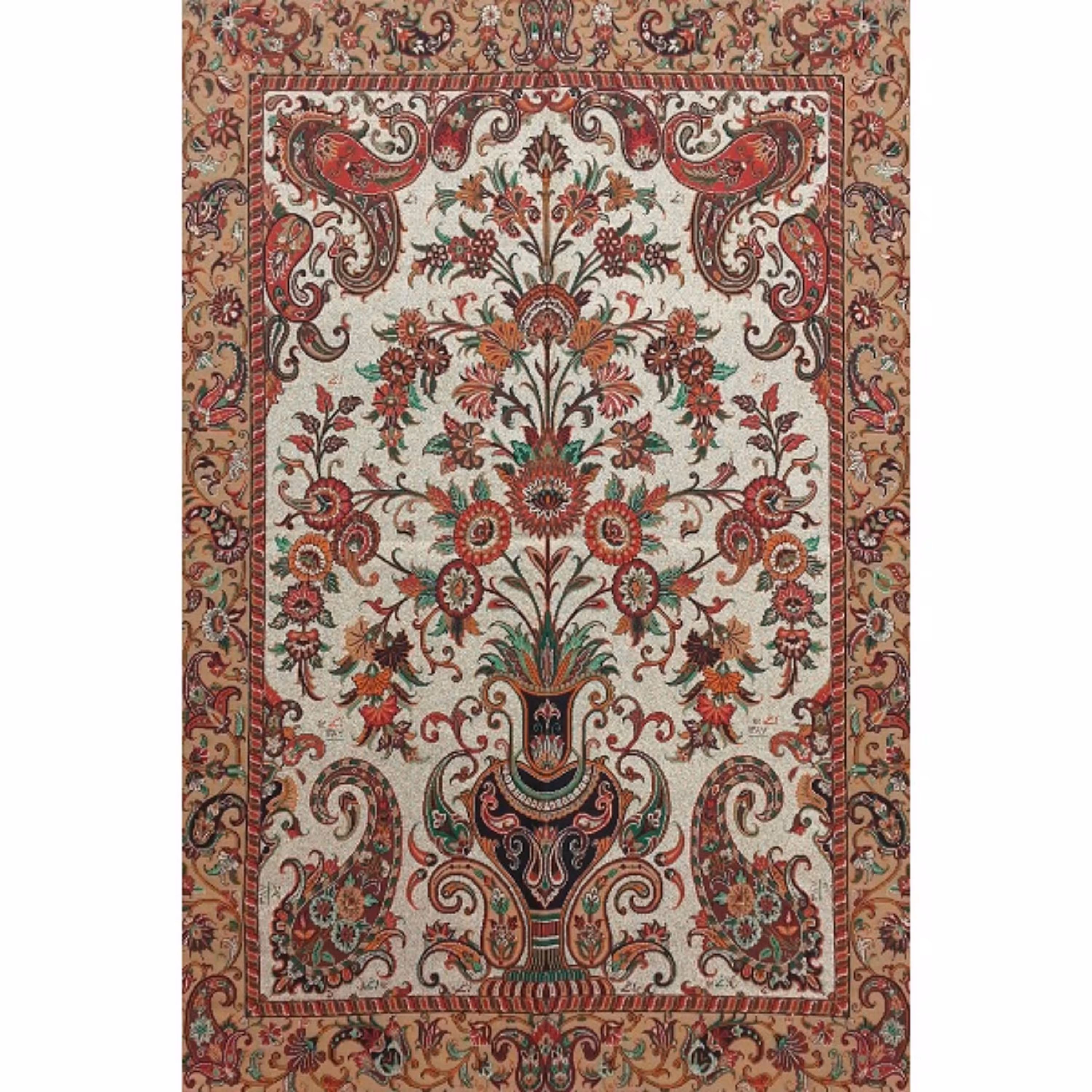 ترمه تابلوئی ابریشم کد TRTAB18 نقره ای نفیس لایی چسب دار بدون آستر مخصوص قاب