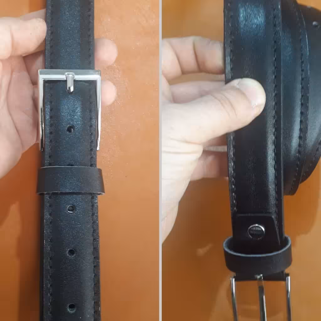 کمربند دورو بامغزی چرم گاوی دست دوز