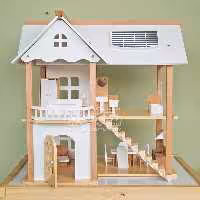 خانه عروسکی چوبی  با لوازم رنگ سفید کد 4479624