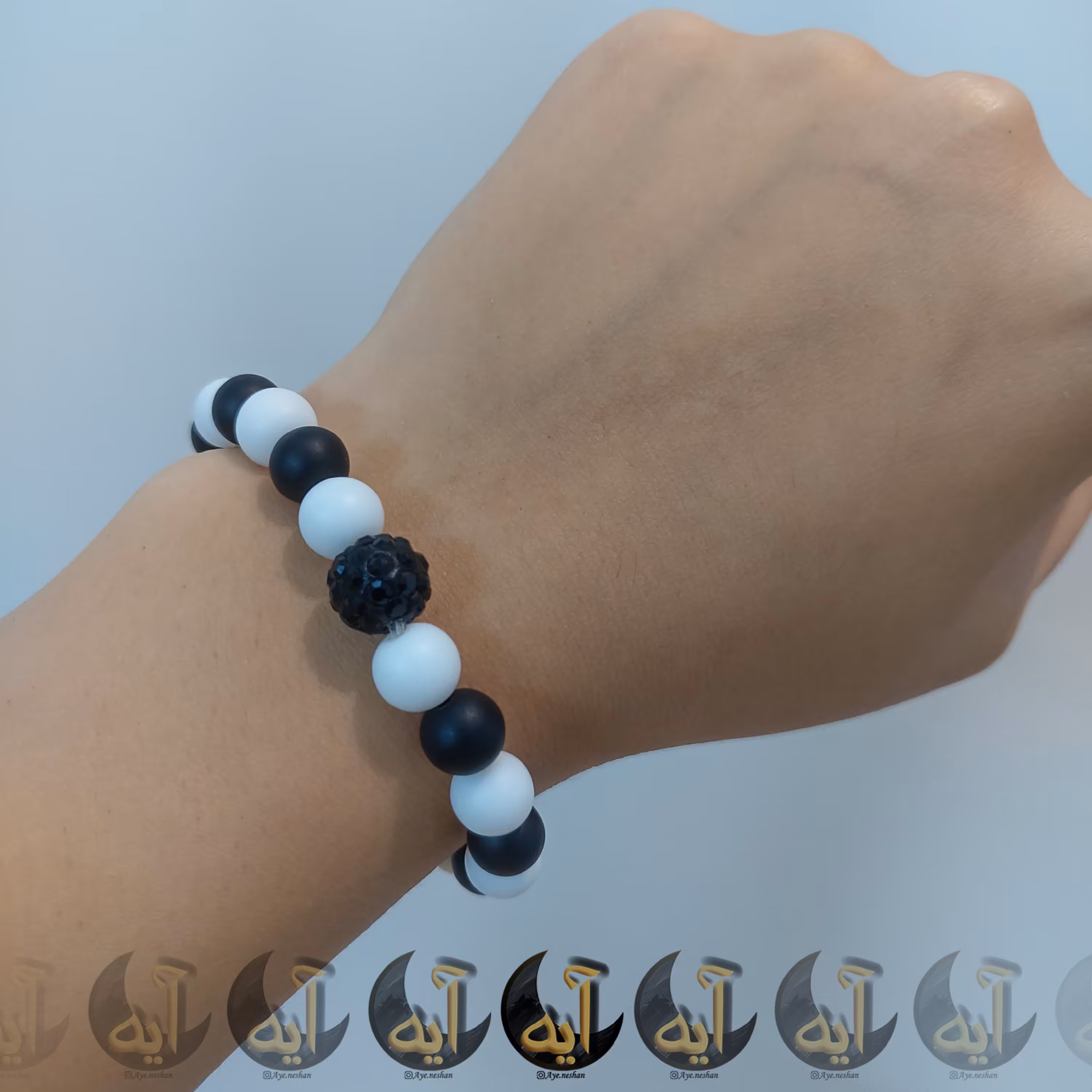 دستبند اونیکس شطرنجی⚫⚪...قابل سفارش در سایز موردنظر شما