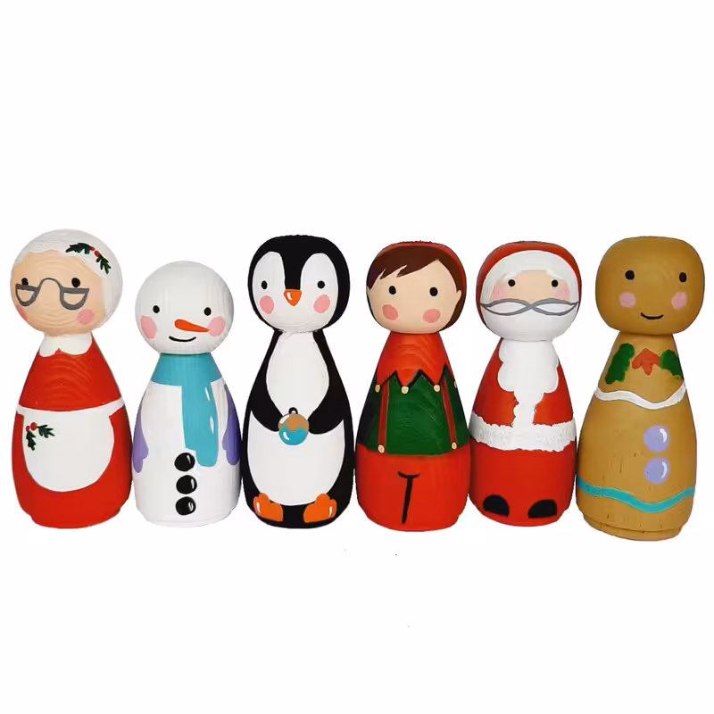 اسباب بازی چوبی مدل خانواده کریسمسی کد WD02 مجموعه 6 عددی