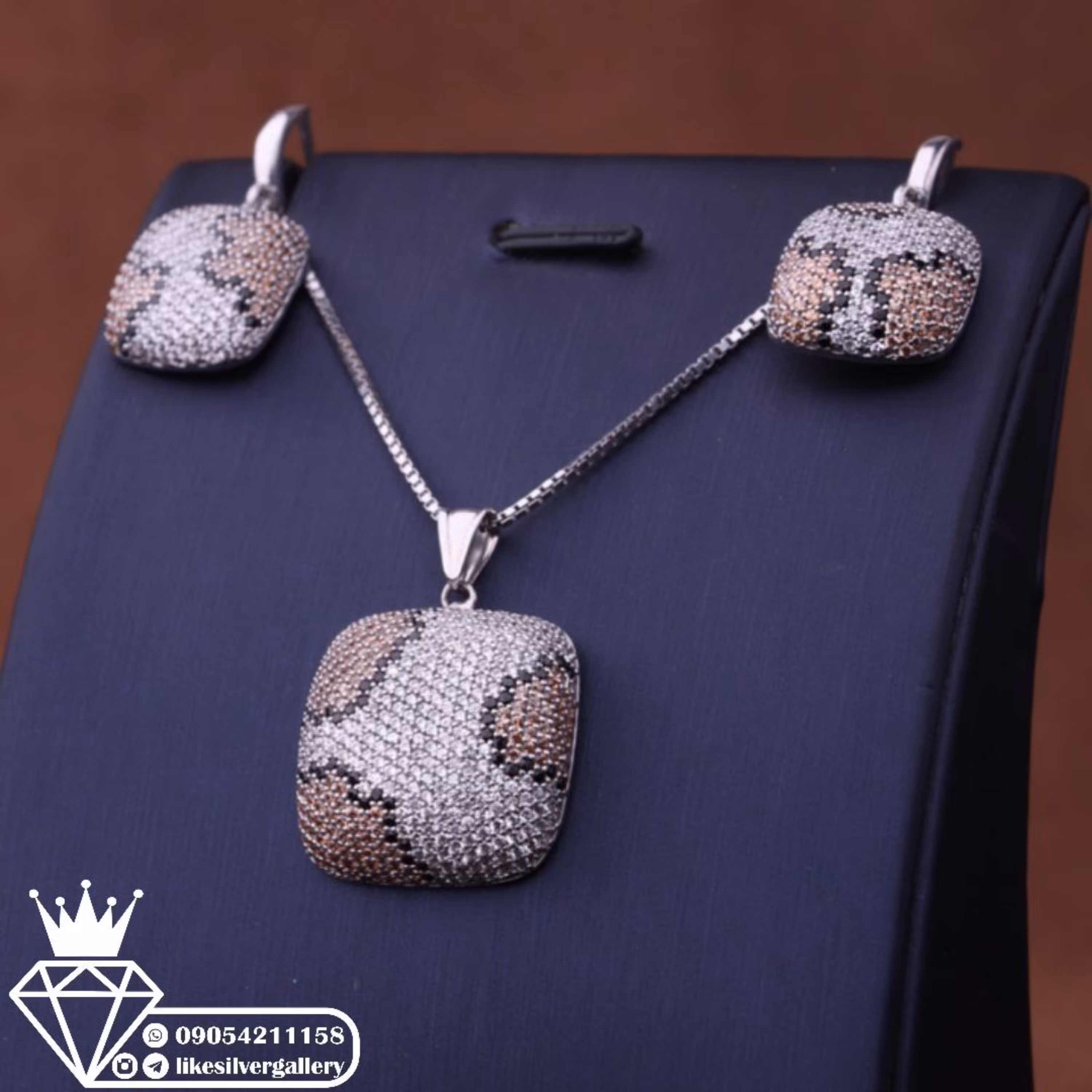 نیم ست نقره زنانه وزن با زنجیر 15 گرم ارسال رایگان 