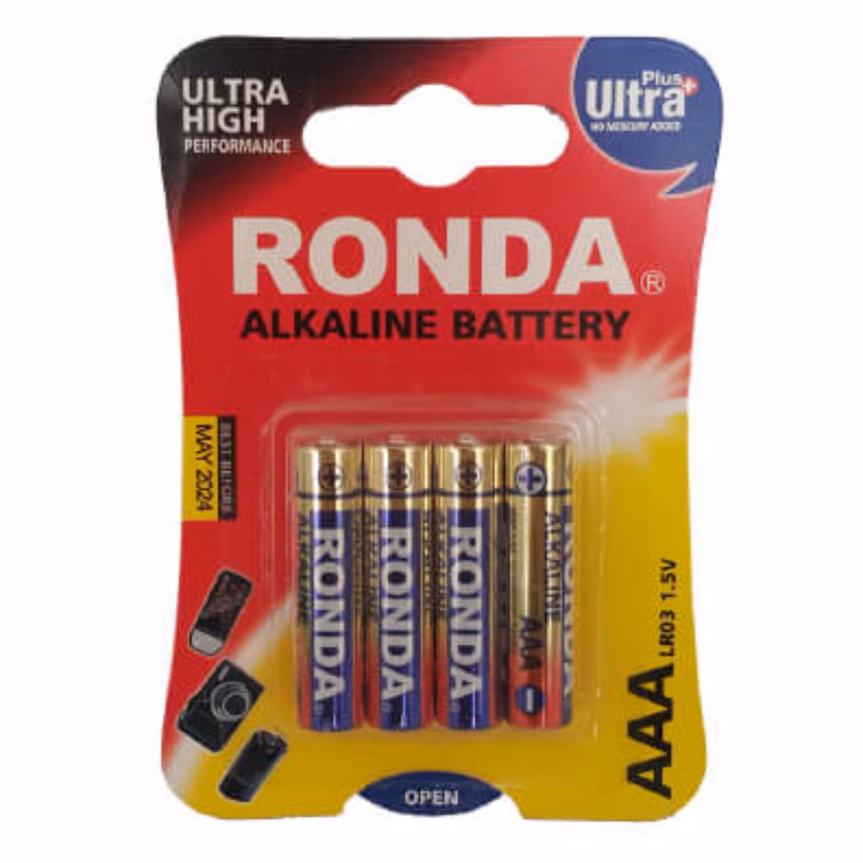 باتری نیم قلمی روندا مدل  AAA  Ultra Plus بسته 4 عددی