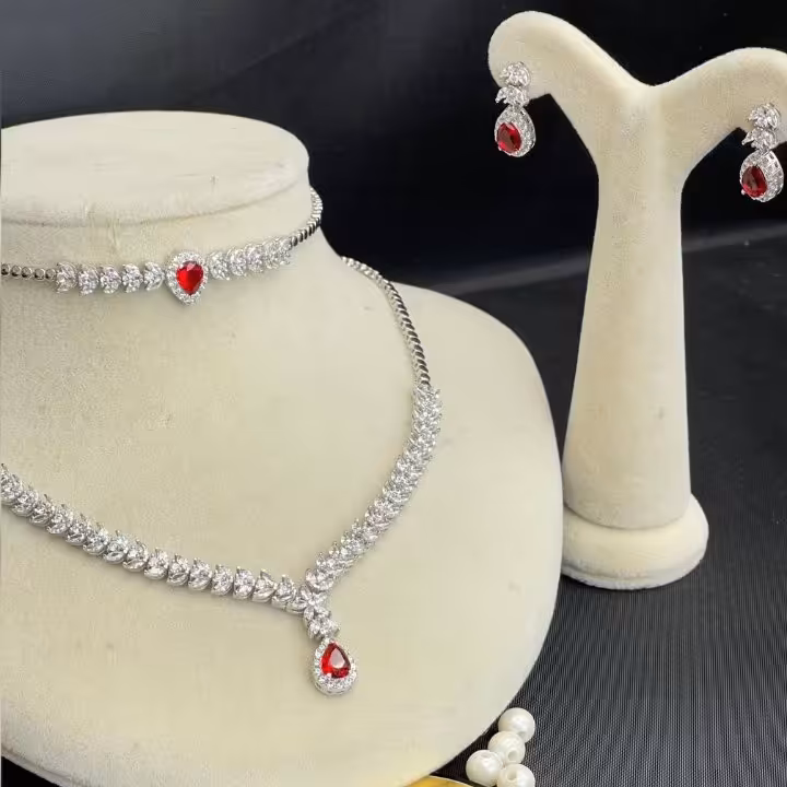 سرویس نقره جواهری زنانه کد 386