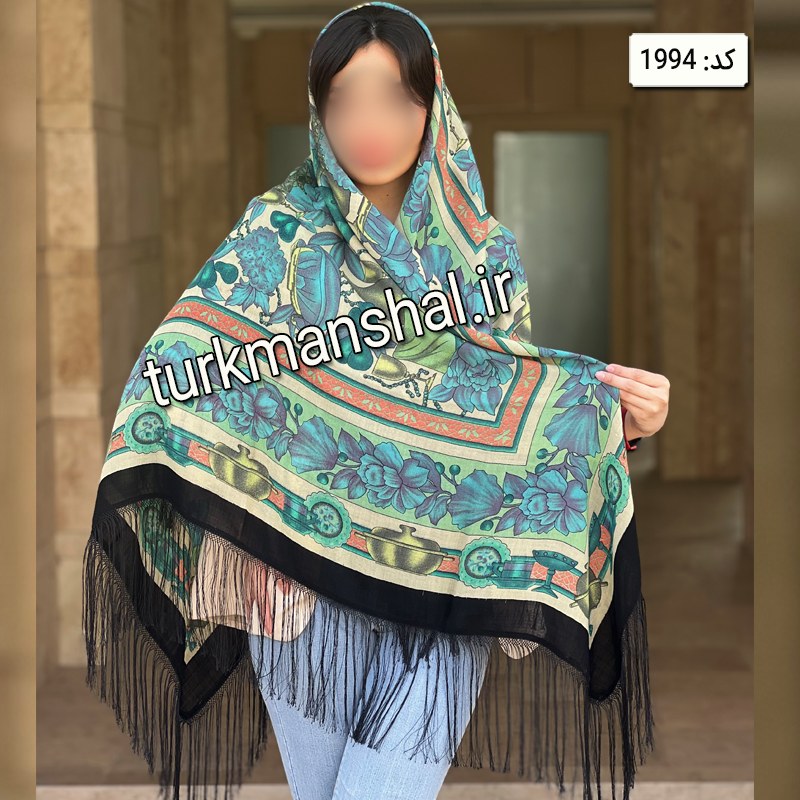 روسری ترکمن ابریشمی (ایتالیایی) کد 1994