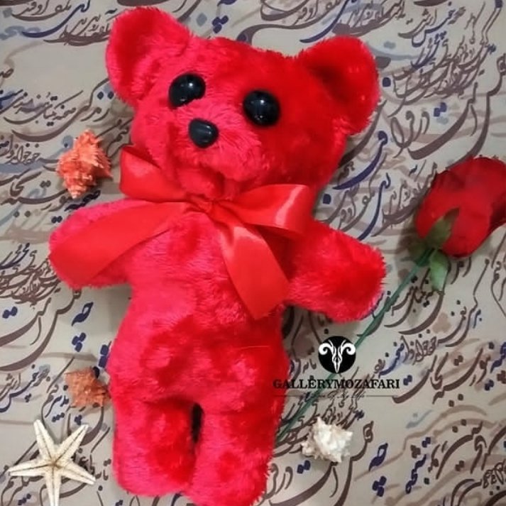 عروسک دستساز خرس قرمز ارتفاع 24سانت