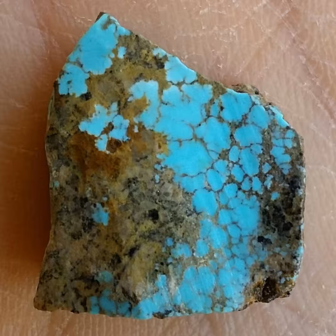 اسلایس سنگ راف فیروزه آبی عنکبووتی اصل نیشابور 100 در 100 طبیعی شاهکار خلقت
