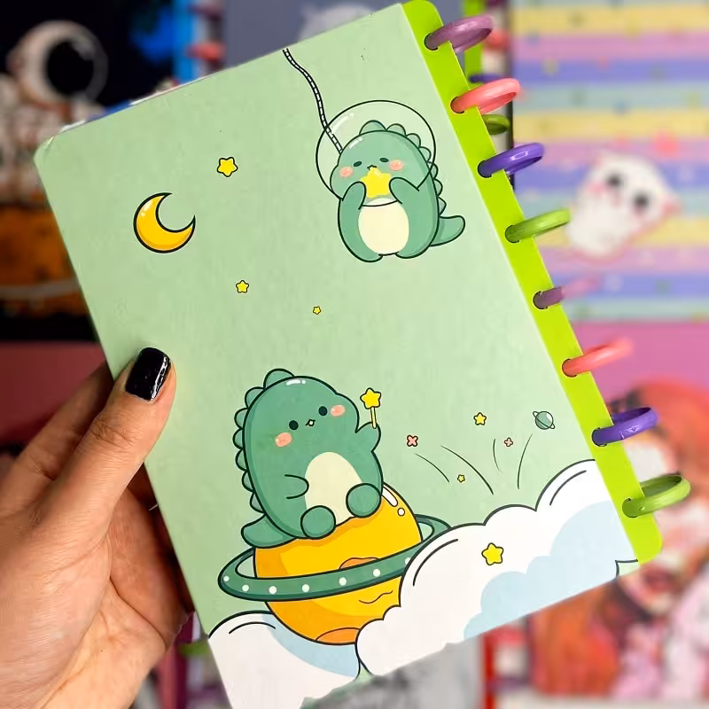 دفتر دکمه ای 100 برگ طرح دایناسور جلد سخت سویل