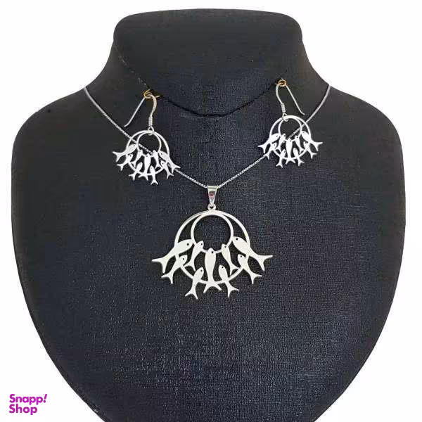 نیم ست نقره طرح ماهی مدل sn10