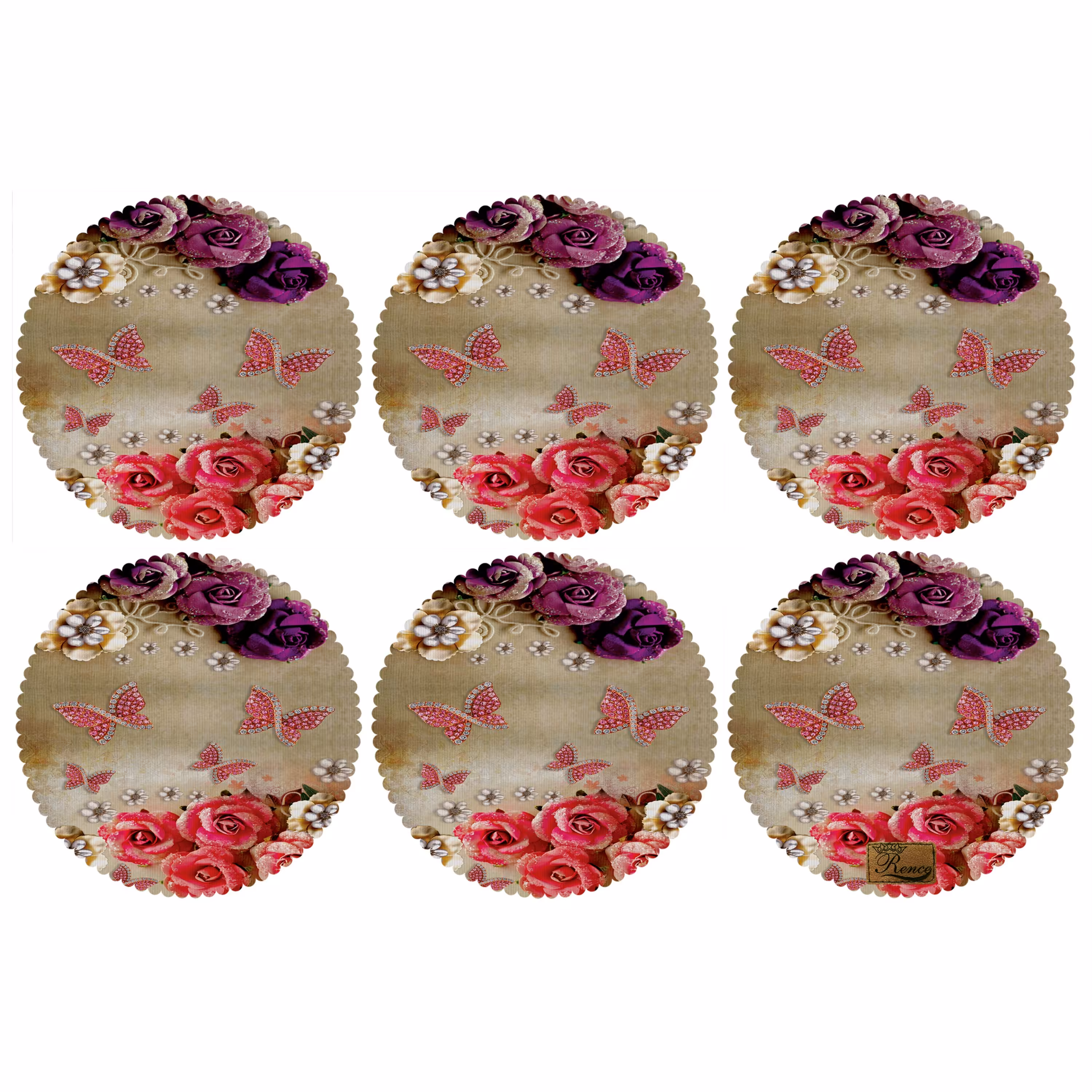 زیر بشقابی دایره ای پارچه مخمل سایز 30 در 30 مدل U2-818 شرکت رنس