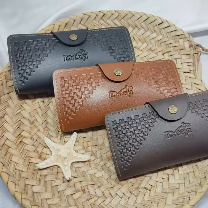 کیف پول مردانه رنگ مشکی و عسلی موجود