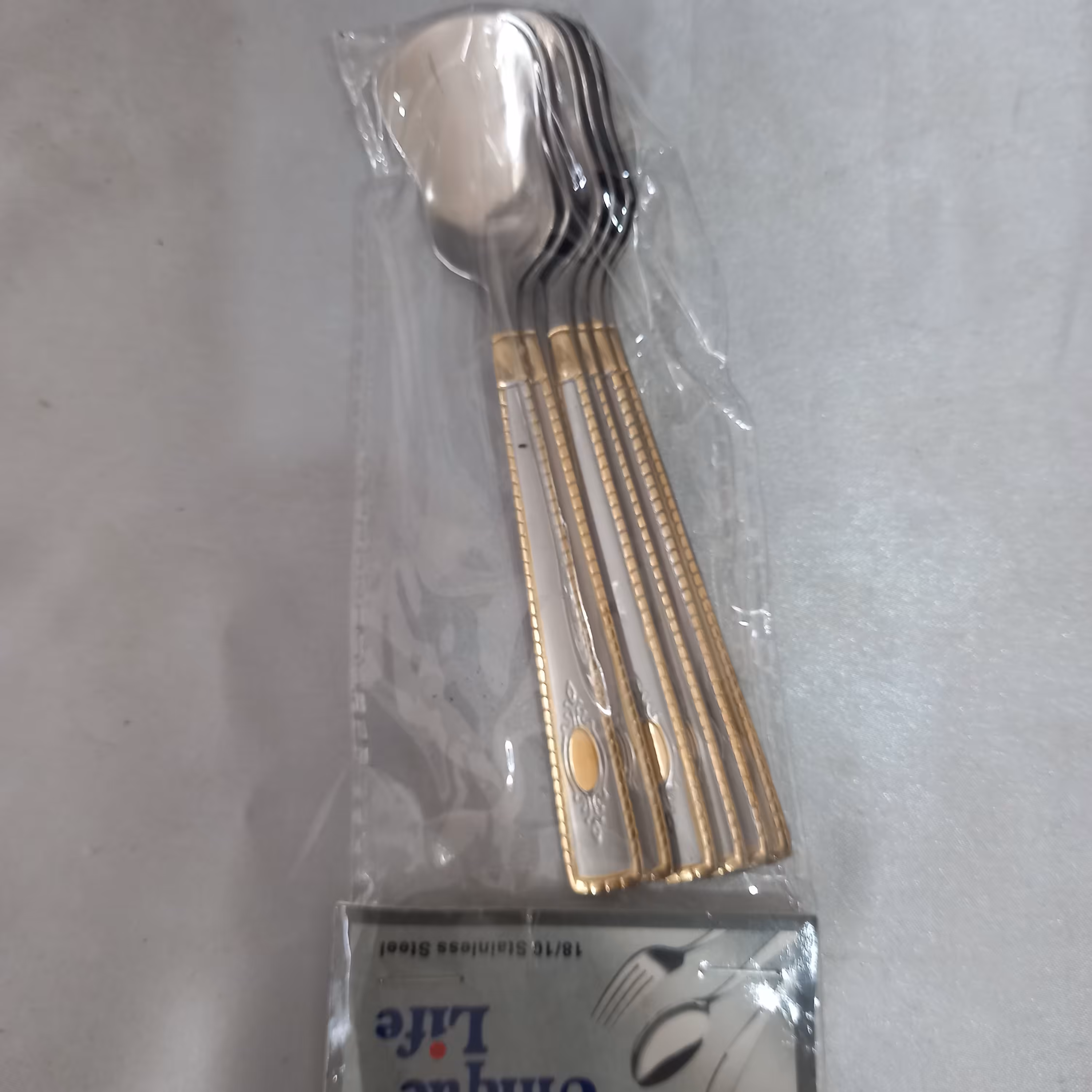 قاشق بستنی خوری دسته طلایی 6عددی