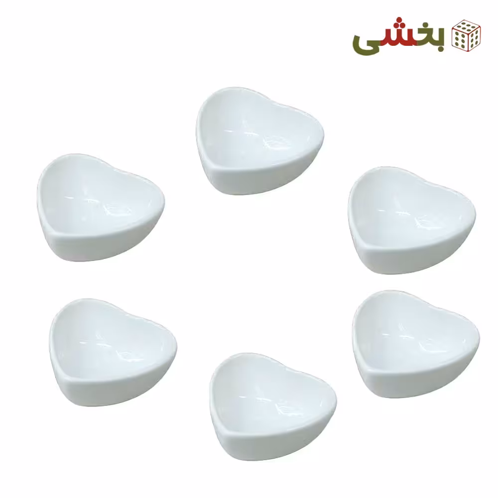 پیاله قلبی سفید 6 عددی