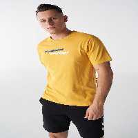 تی شرت زرد مردانه آستین کوتاه را تقسیم کنید hummel