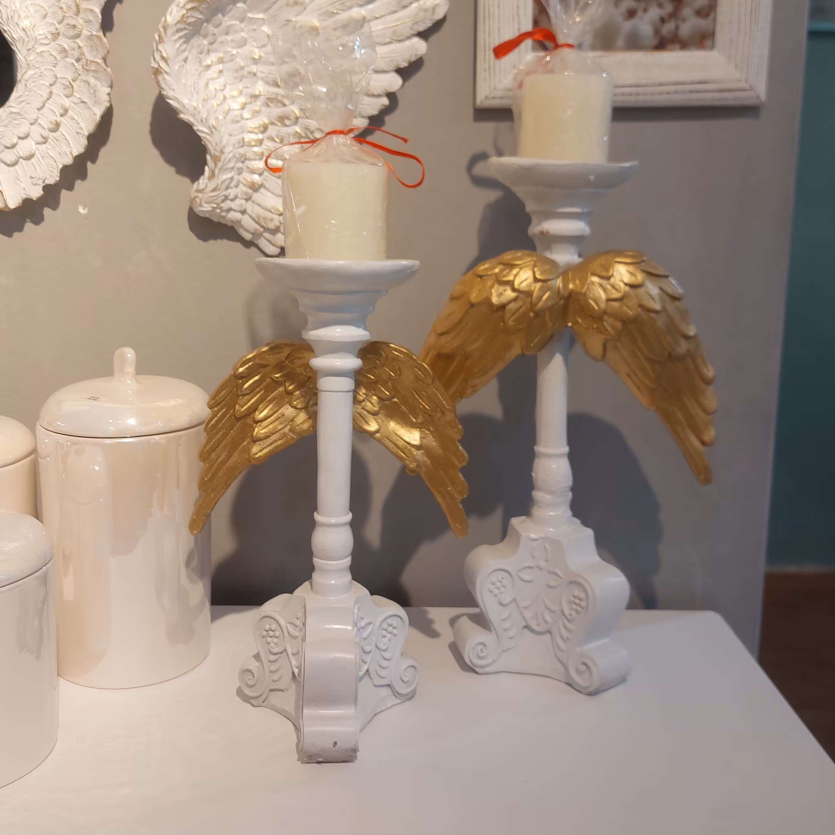 جاشمعی طرح بال فرشته به 3رنگ طوسی سفید مشکی