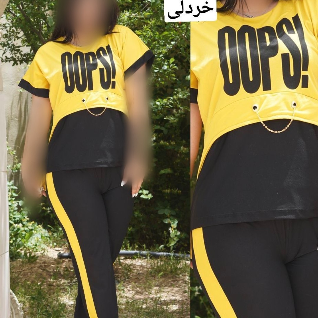 ست تیشرت شلوار زنجیری جودون درجه یک فری سایز 38تا46 