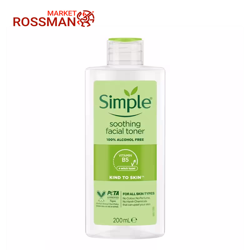 تونر التیام بخش سیمپل simple مدل soothing مناسب انواع پوست حجم 200 میلی لیتر