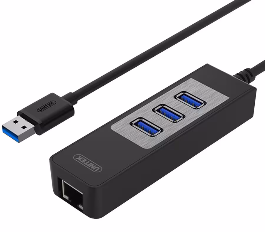 هاب USB3.0 سه پورت همراه پورت شبکه یونیتک مدل Y-3045C