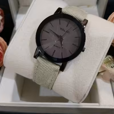 ساعت مجلسی اسپورت شیشه برجسته رنگی WALAR چرمی با کیفیت خاکستری مشکی