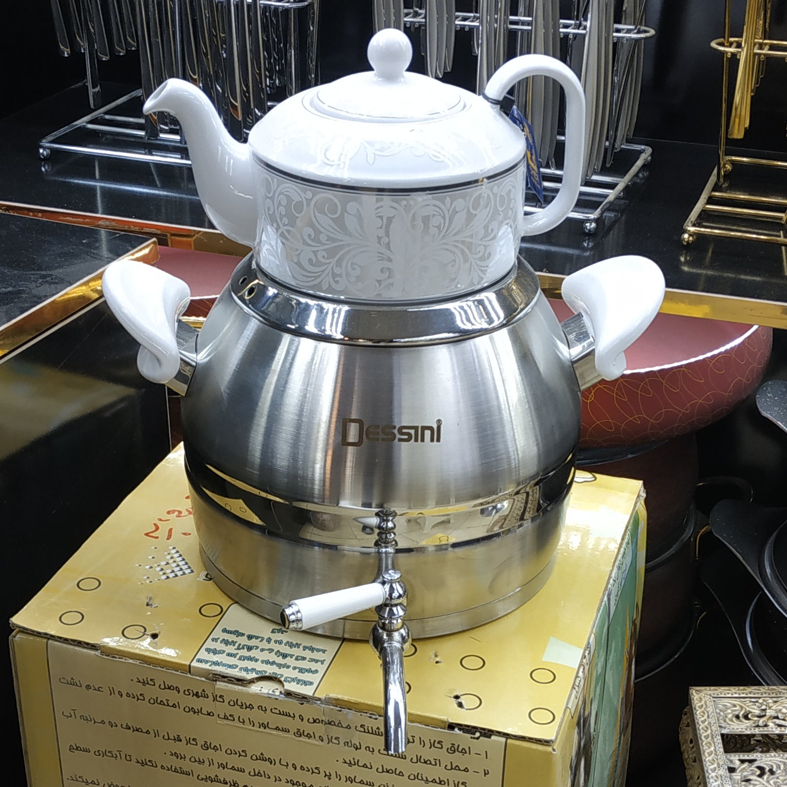 کتری قوری برند دسینی Dessini ظرفیت 6 لیتری استیل