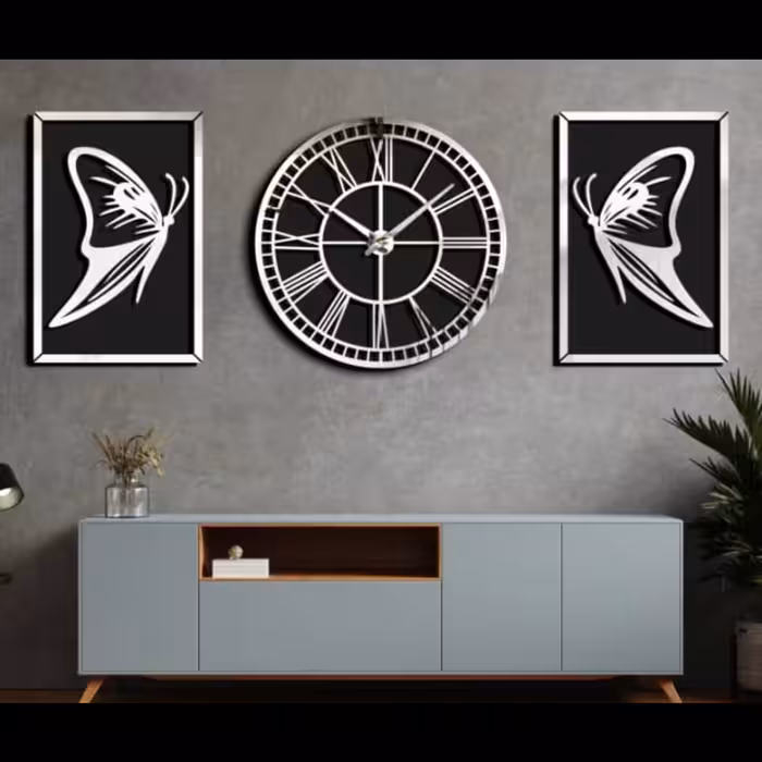 ساعت دیواری اینه طرح پروانه