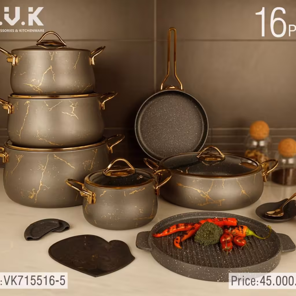 سرویس قابلمه ماربل 16 پارچه بی وی کی bvk(طوسی)