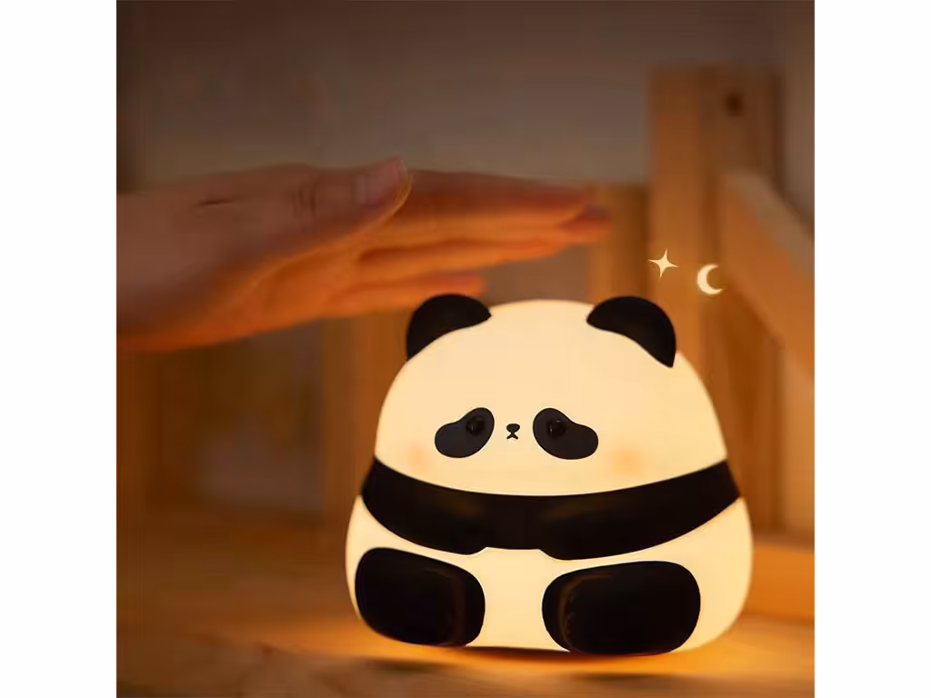 چراغ خواب سیلیکونی شارژی مدل ضربه ای طرح خرس پاندا