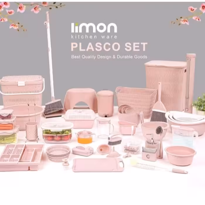 سرویس پلاستیکی 58 پارچه لیمون (بهترین کیفیت)