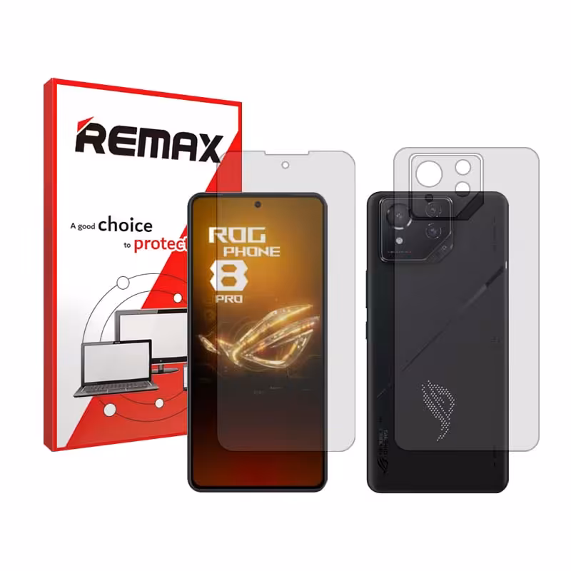 گلس صفحه نمایش و پشت گوشی ایسوس Rog Phone 8 Pro مدل شفاف برند ریمکس کد SS
